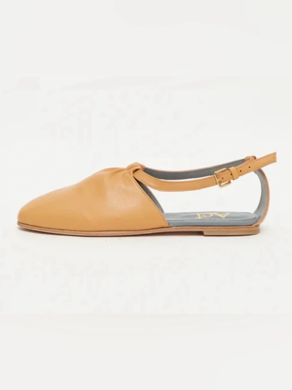 Act Series A.012 23 Tan Leather Slingback Flats Handcrafted in Mallorca, Spain